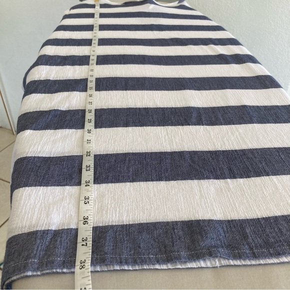 Y2K Palm Island Women’s 3X Nautical Blue & White Stripe Dress Midi 3/4 Sleeve - Picture 6 of 9